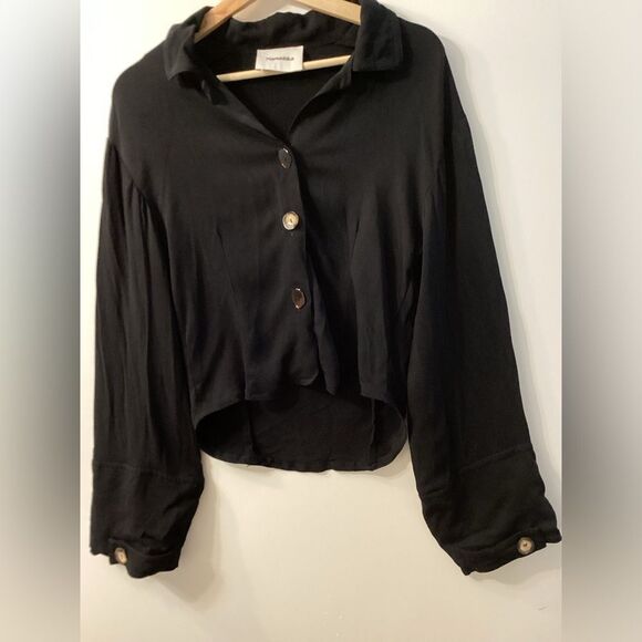 Nanushka Long Sleeve Black Button-Down Shirt Women’s Size M - Picture 5 of 13